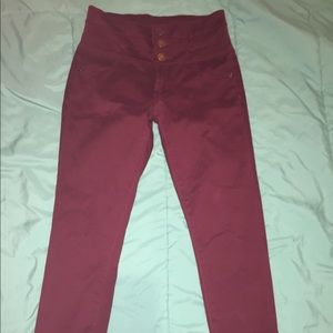 High wasted burgandy jeans
